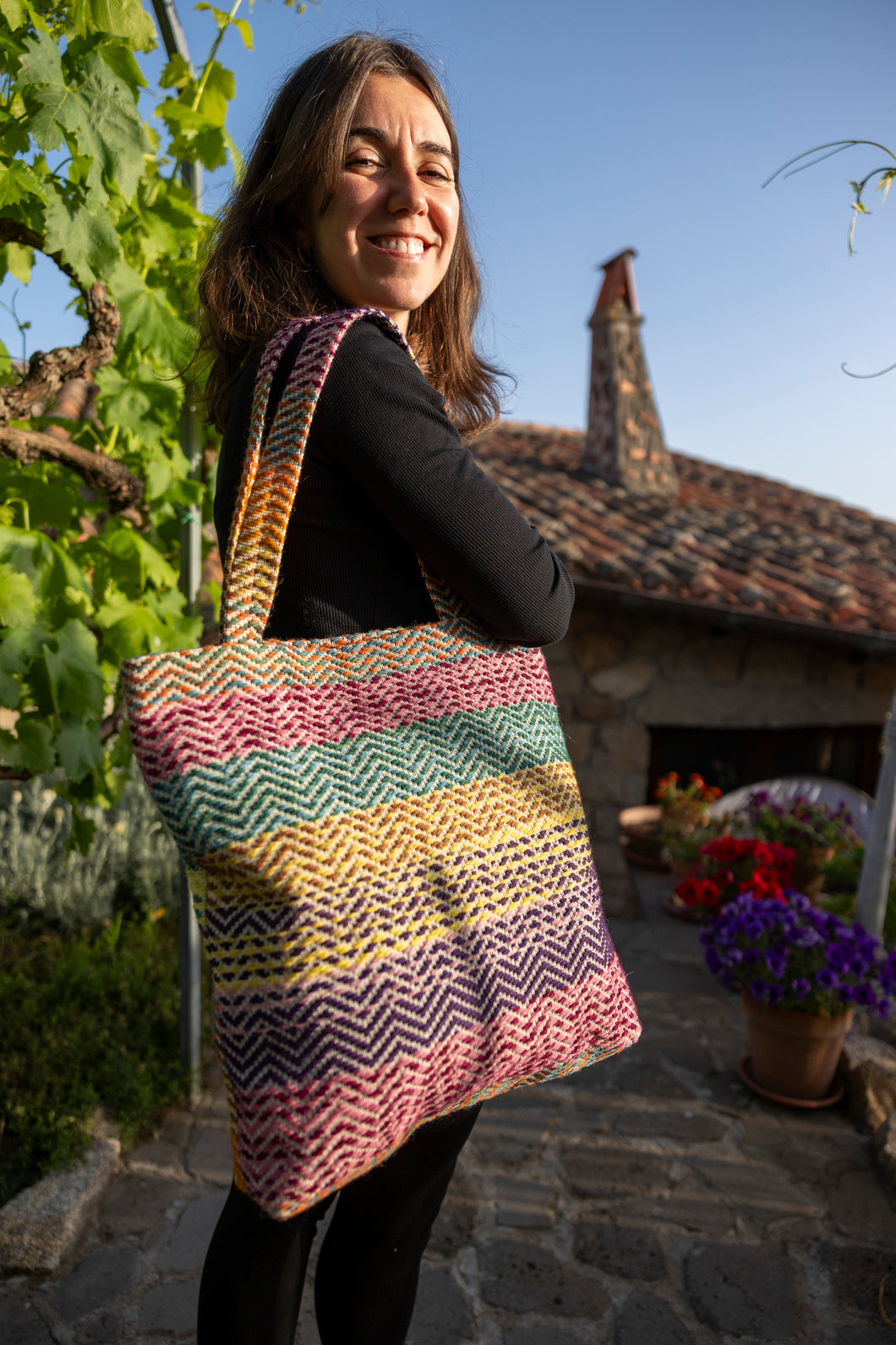 Borsa a spalla in tessuto, Tintura Naturale