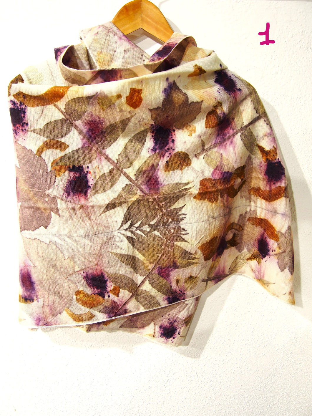 Stola grande Ecoprint 100% Lana, 3 varianti, Tintura Naturale