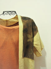 Load image into Gallery viewer, 100% Linen Kimono with Ecoprint, Unique Piece, Natural Dye
